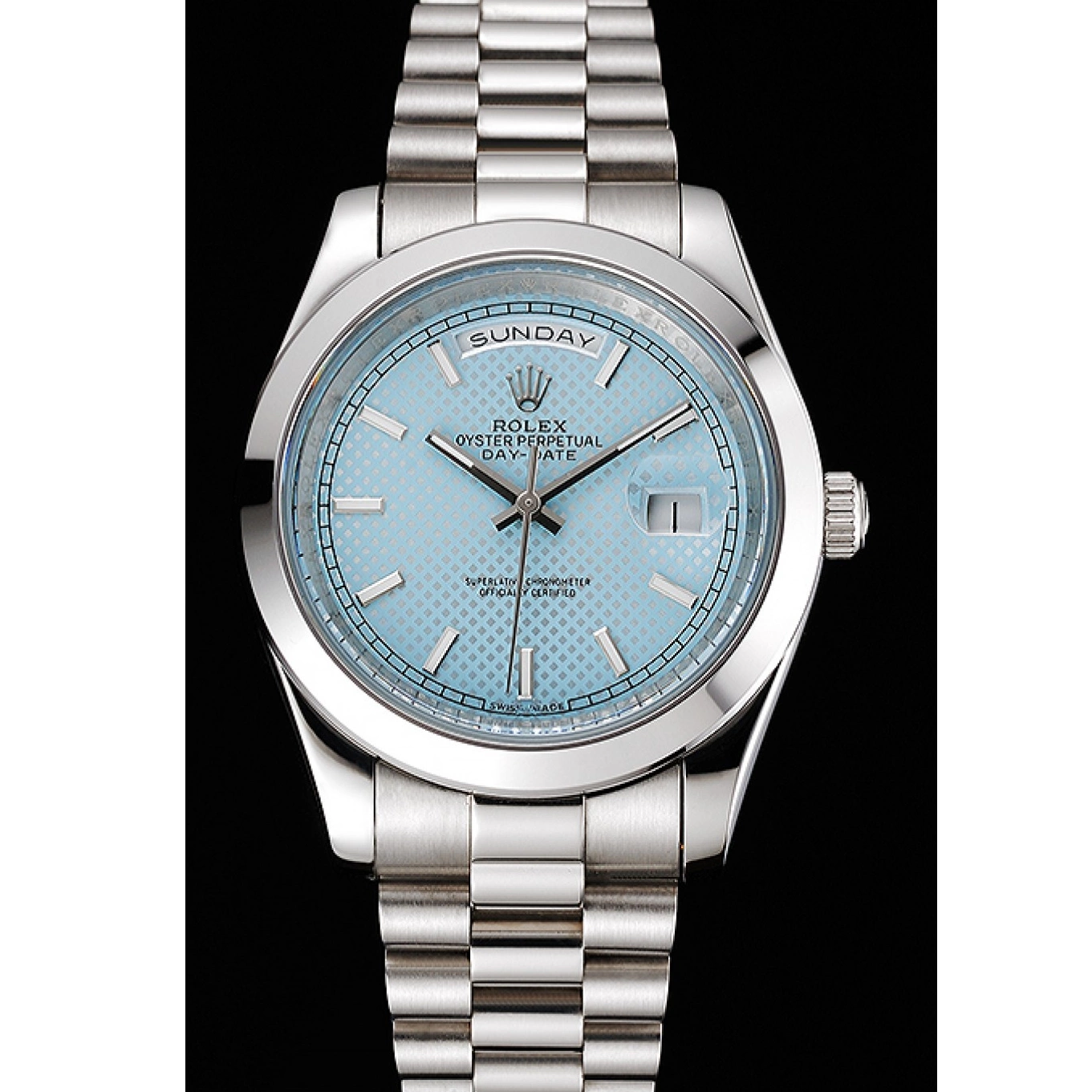 Good copy rolex watches 40 Dial And Steel Bracelet Case Stainless Blue Day Date Rolex Ice 0718